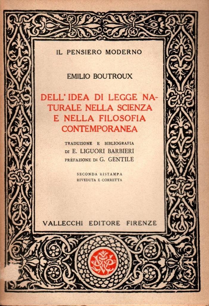 Dell'idea di legge naturale nella scienza e nella filosofia contemporanea