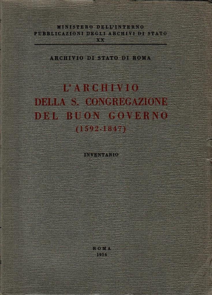 L'archivio della S. Congregazione del Buon Governo