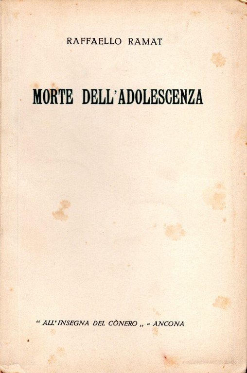 Morte dell'adolescenza (dedica dell'autore all'editore Enrico Vallecchi)