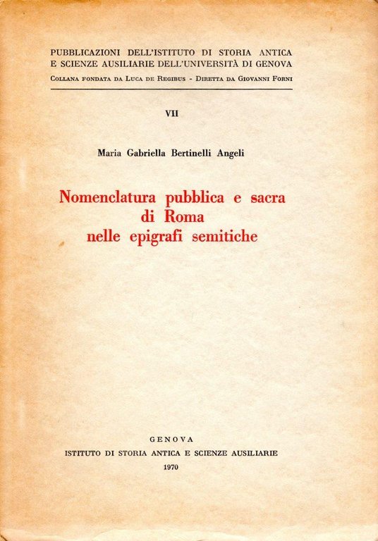 Nomenclatura pubblica e sacra di Roma nelle epigrafi semitiche (firma …