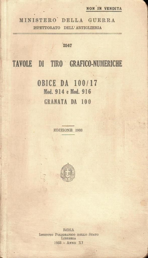 Tavole di tiro grafico-nuemriche. Obice da 100/17 | Immagine principale