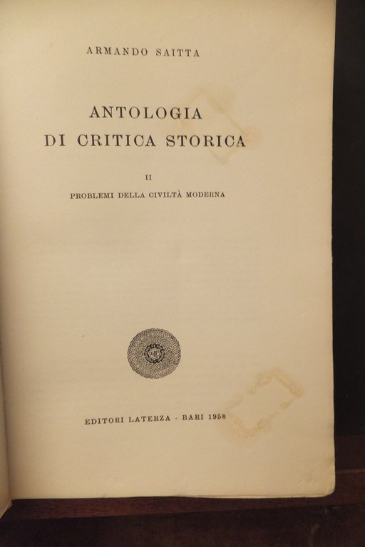 ANTOLOGIA DI CRITICA STORICA II ARMANDO SAITTA | Immagine Gallery 5
