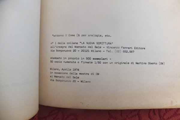 ATTORNO O EMME & PER ANALOGIA ETC.