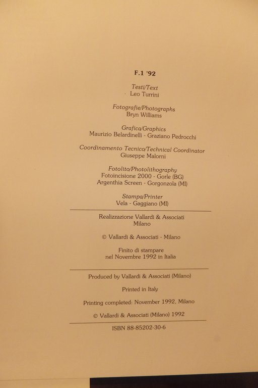 CANON WILLIAMS TEAM FORMULA 1 WORLD CHAMPIONSHIP 1992 - L'ANNO …