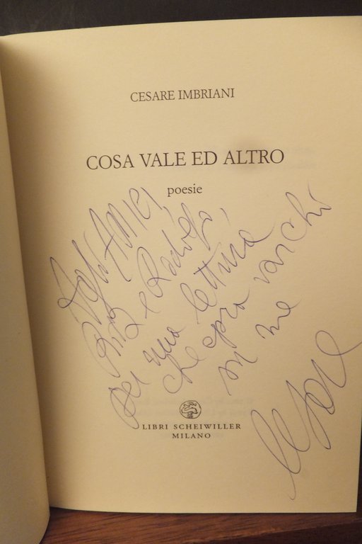 COSA VALE ED ALTRO POESIE CESARE IMBRIANI