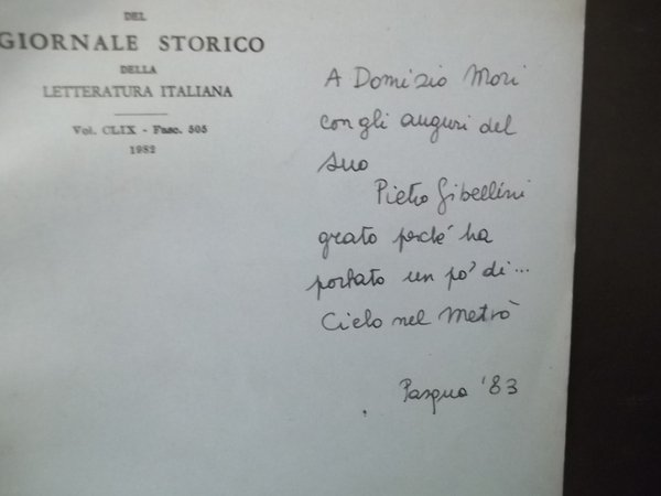 GADDA E FOSCOLO -ESTRATTO DEL GIORNALE STORICO DELLA LETTERATURA ITALIANA …