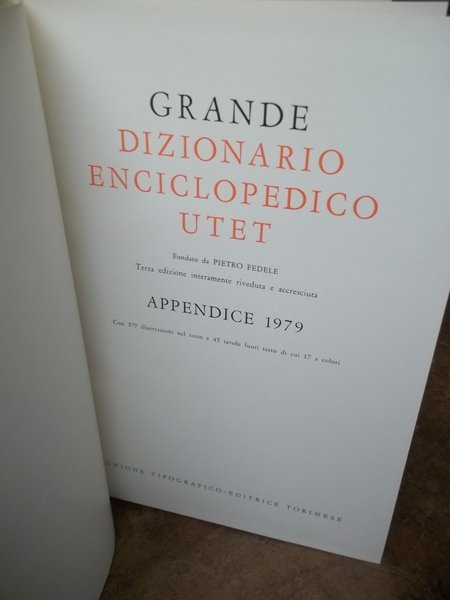 GRANDE DIZIONARIO ENCICLOPEDICO UTET - APPENDICE 1979