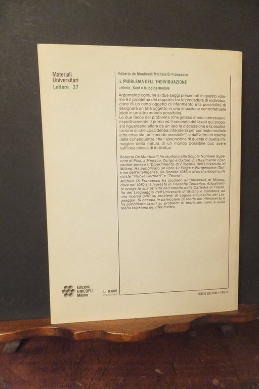 IL PROBLEMA DELL'INDIVIDUAZIONE LEIBNIZ KANT E LA LOGICA MODALE
