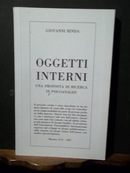 Oggetti interni. Una proposta di ricerca in psicoanalisi.