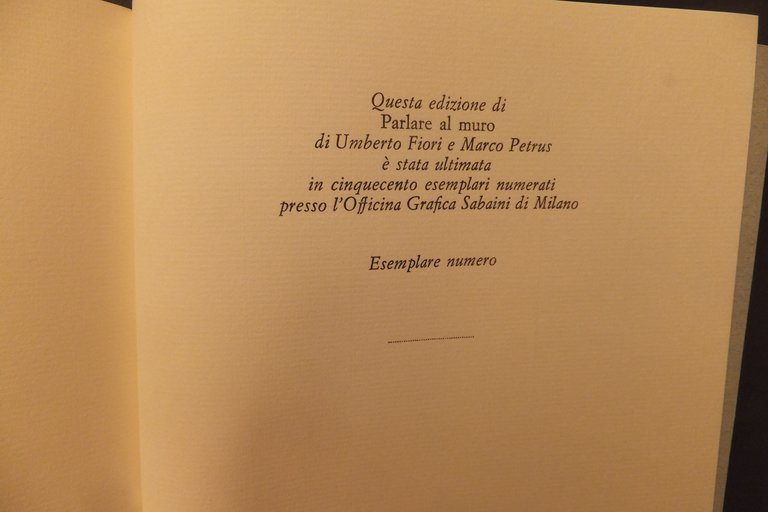 PARLARE AL MURO SEDICI POESIE E OTTO IMMAGINI