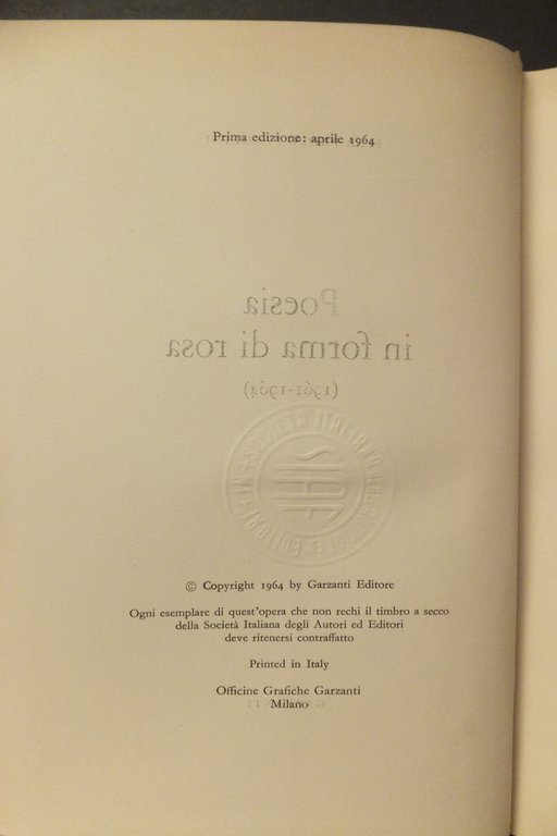 POESIA IN FORMA DI ROSA 1961 - 1964 PIER PAOLO …