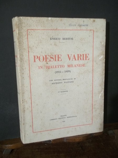 POESIE VARIE IN DIALETTO MILANESE 1915 - 1929