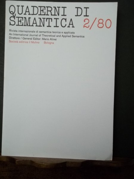 Quaderni di semantica 2/80. Società editrice Il Mulino