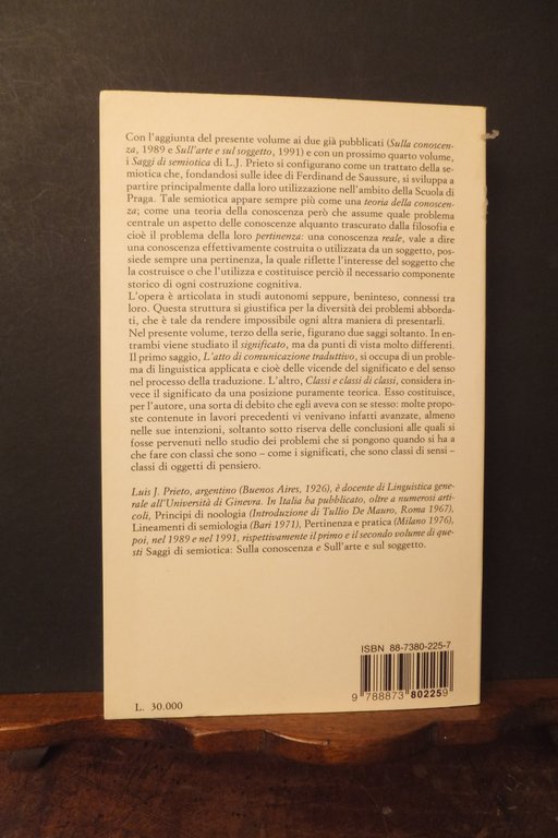 SAGGI DI SEMIOTICA III SUL SIGNIFICATO - LUIS J. PRIETO | Immagine Gallery 2