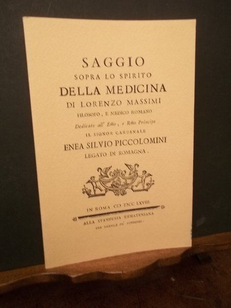 Saggio sopra lo spirito della medicina di Lorenzo Massimi filosofo, …