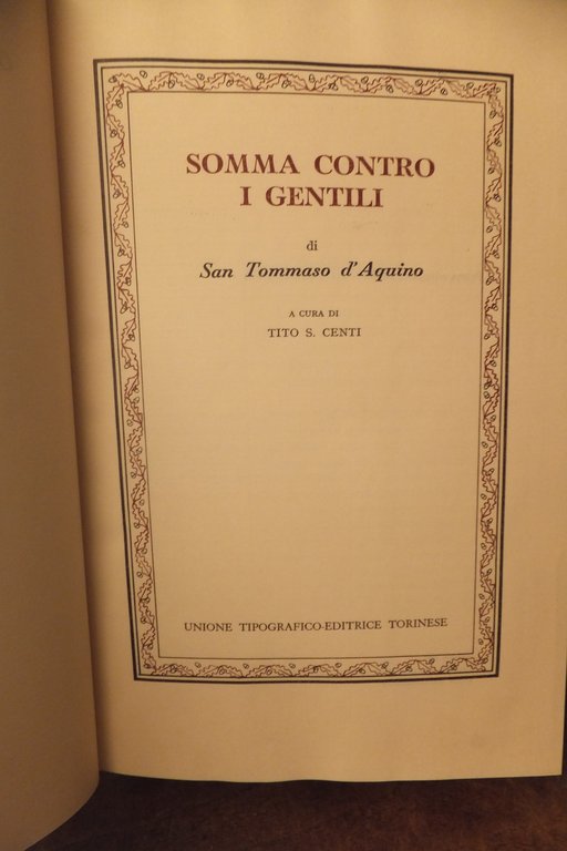 SAN TOMMASO D'AQUINO SOMMA CONTRO I GENTILI