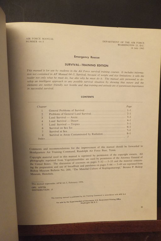 SURVIVAL AF MANUAL 64-3 TRAINING EDITION 1962 DEPARTMENT OF THE … | Immagine Gallery 5