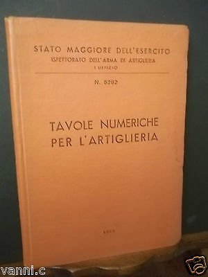 tavole numeriche per l'artiglieria