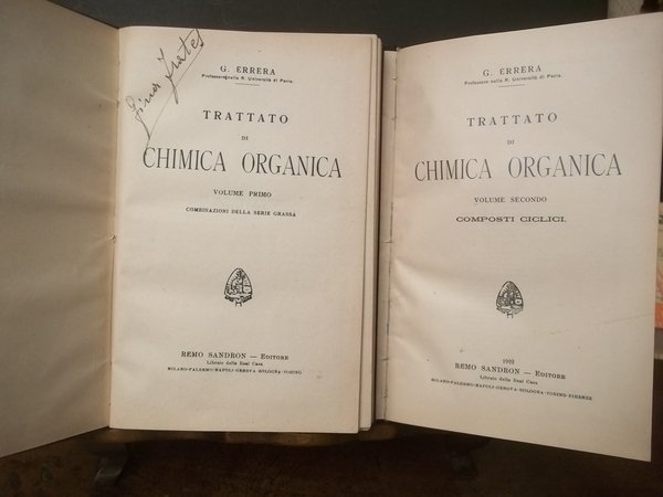 TRATTATO DI CHIMICA ORGANICA - COMBINAZIONI DELLA SERIE GRASSA - COMPOSTI CICLICI
