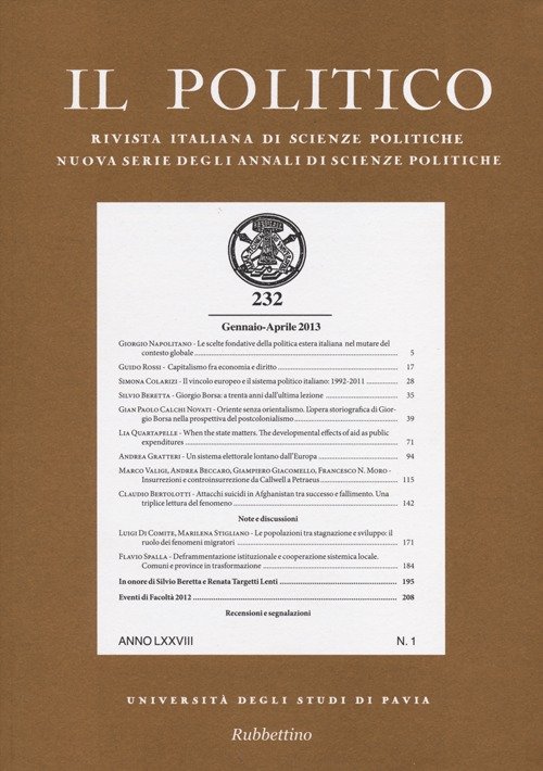 Il politico. Rivista italiana di scienze politiche. Vol. 232