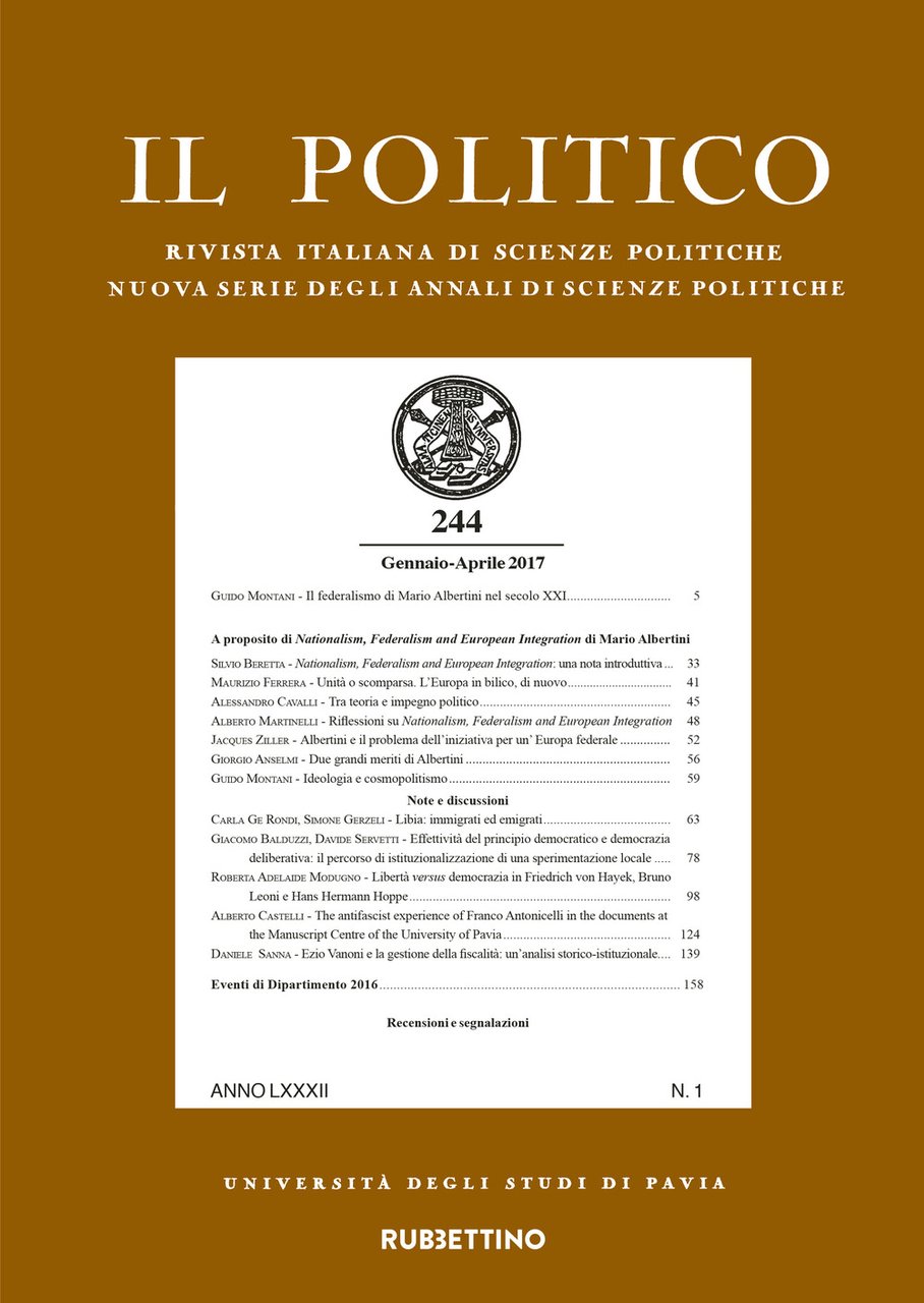Il politico. Rivista italiana di scienze politiche. Vol. 1