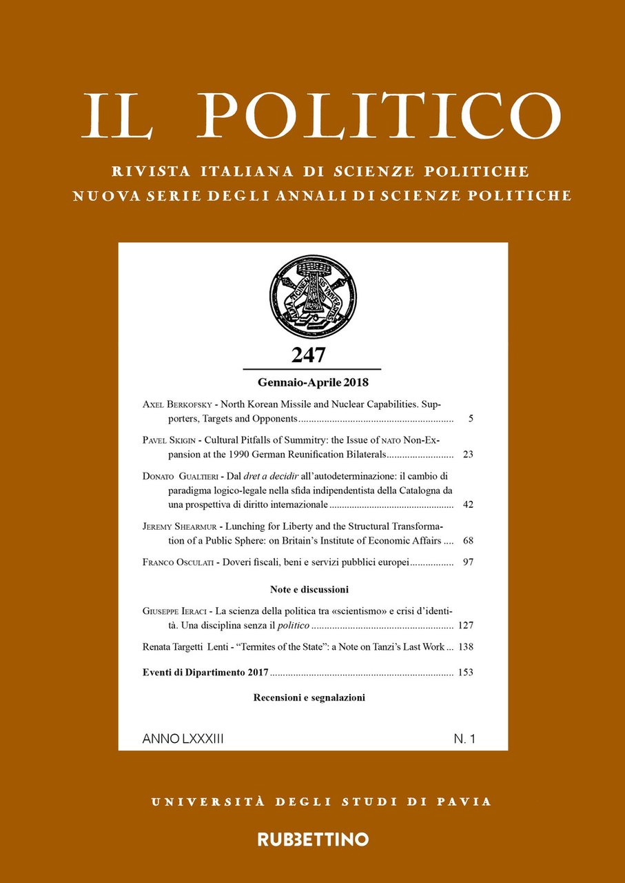 Il politico. Rivista italiana di scienze politiche. Vol. 1: Gennaio-aprile