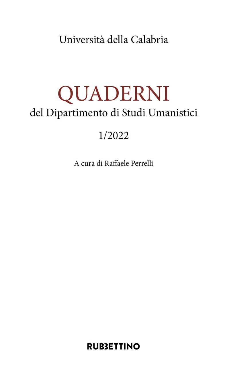 Quaderni del dipartimento di studi umanistici. Ediz. inglese e italiana. …