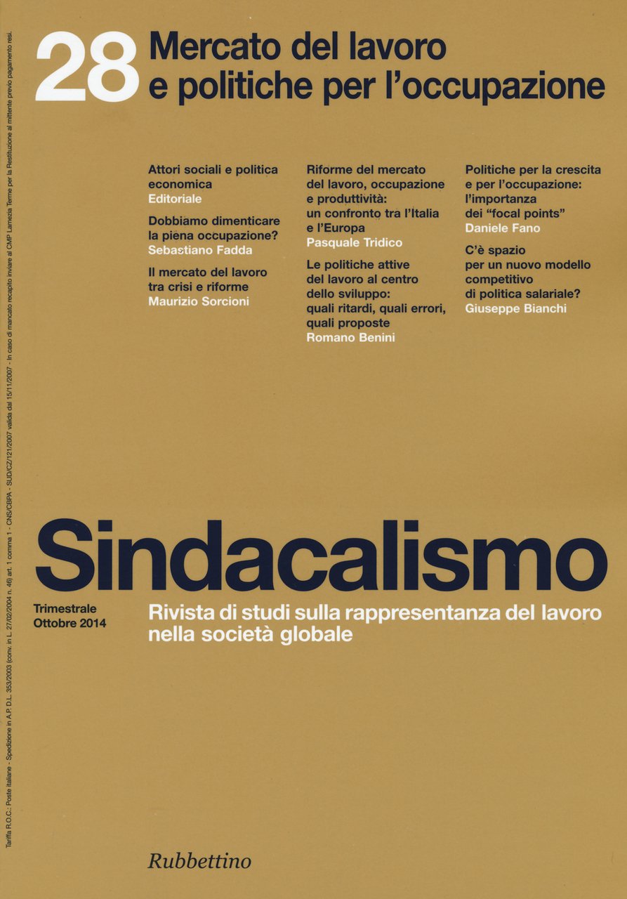 Sindacalismo. Vol. 28