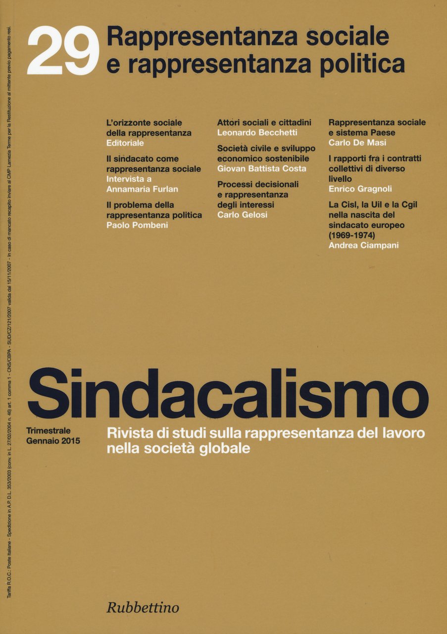 Sindacalismo. Vol. 29