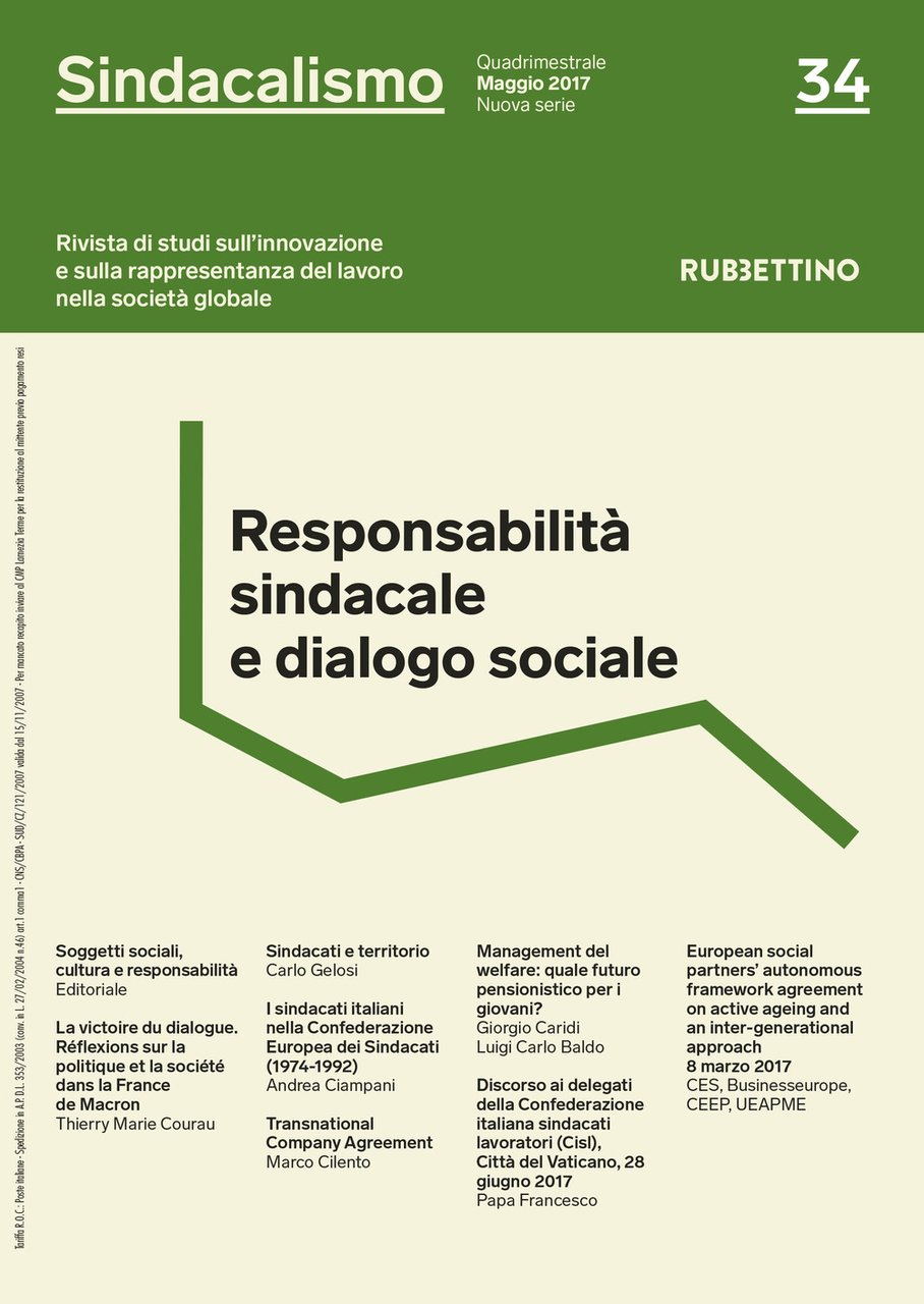 Sindacalismo. Rivista di studi sull'innovazione e sulla rappresentanza del lavoro …