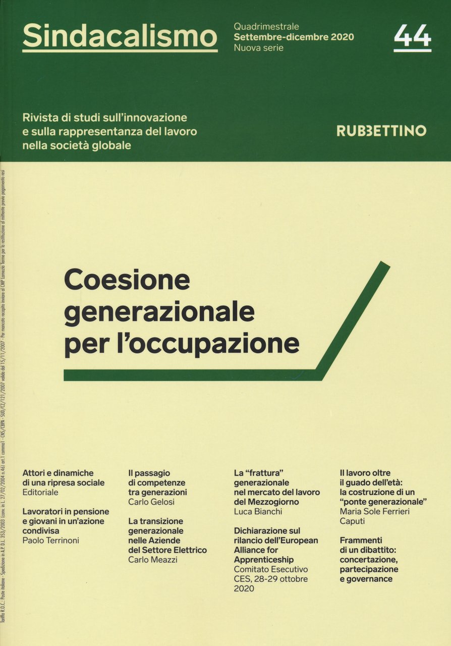 Sindacalismo. Rivista di studi sull'innovazione e sulla rappresentanza del lavoro …
