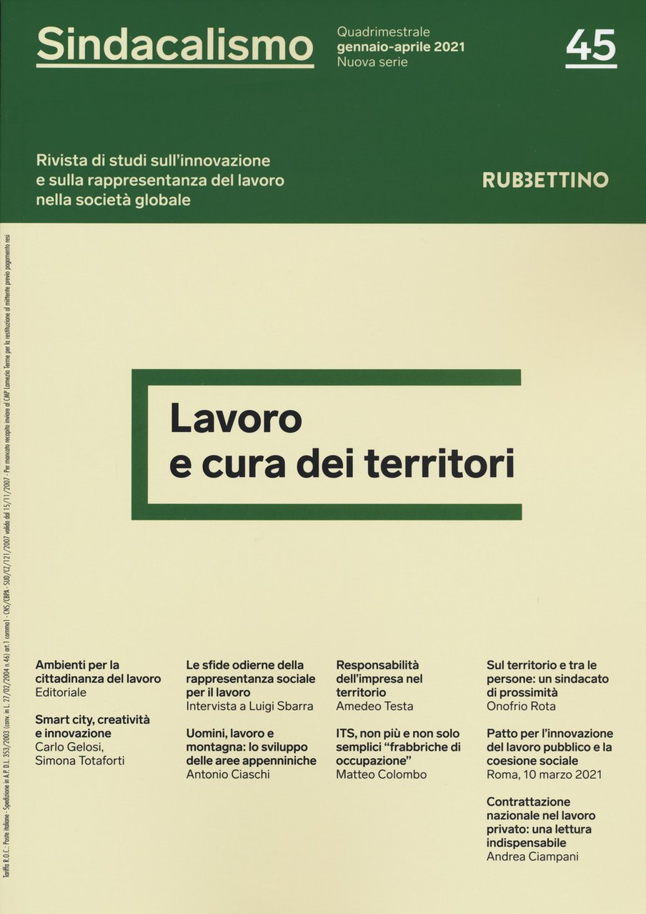 Sindacalismo. Rivista di studi sull'innovazione e sulla rappresentanza del lavoro …