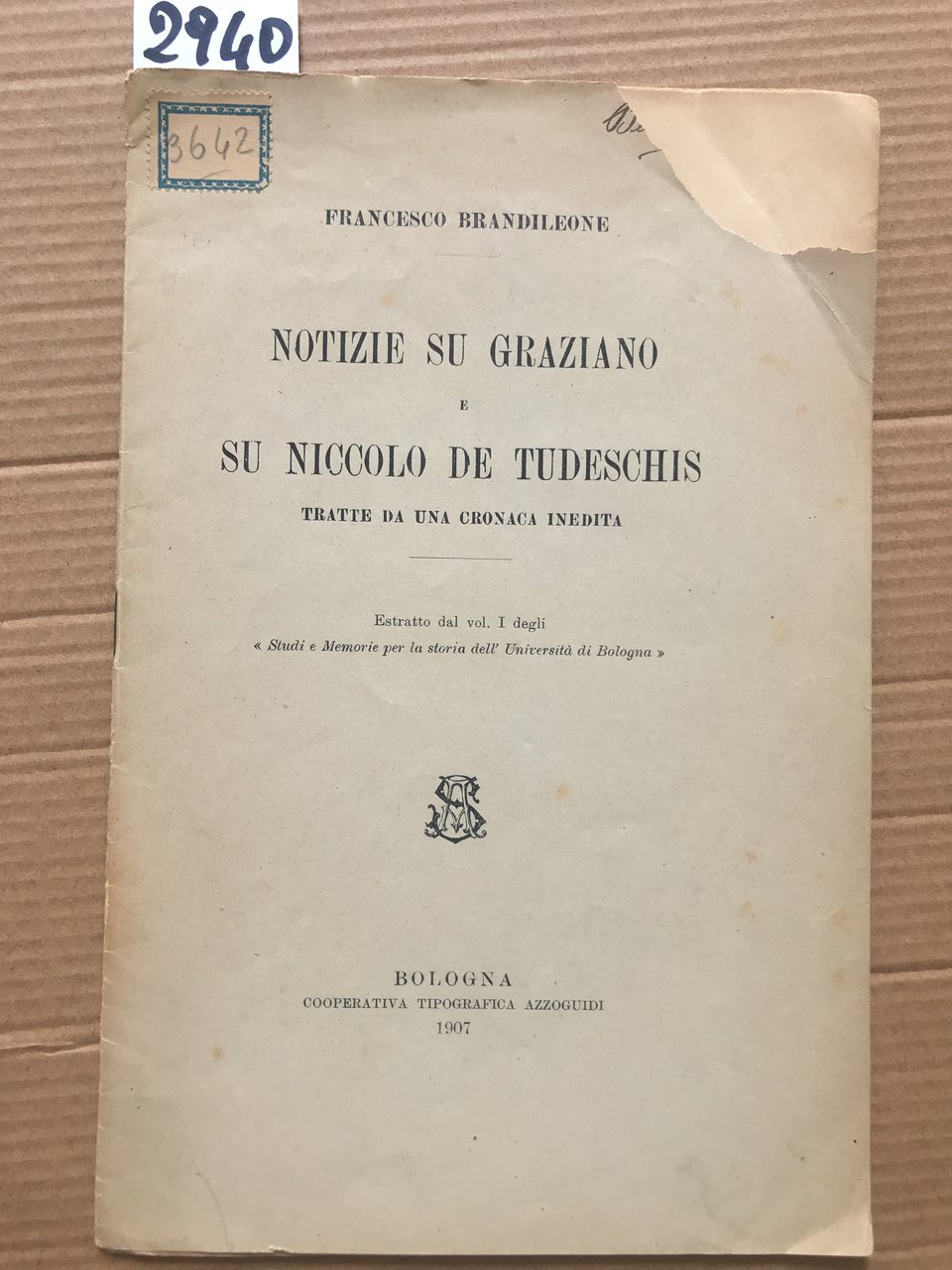 NOTIZIE SU GRAZIANO E SU NICCOLO DE TUDESCHIS: TRATTE DA …