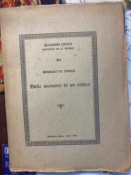 Dalle memorie di un critico.