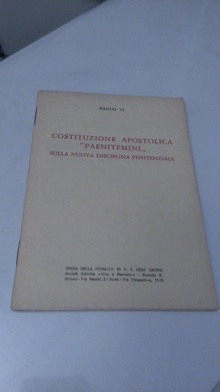 COSTITUZIONE APOSTOLICA PAENITEMINI