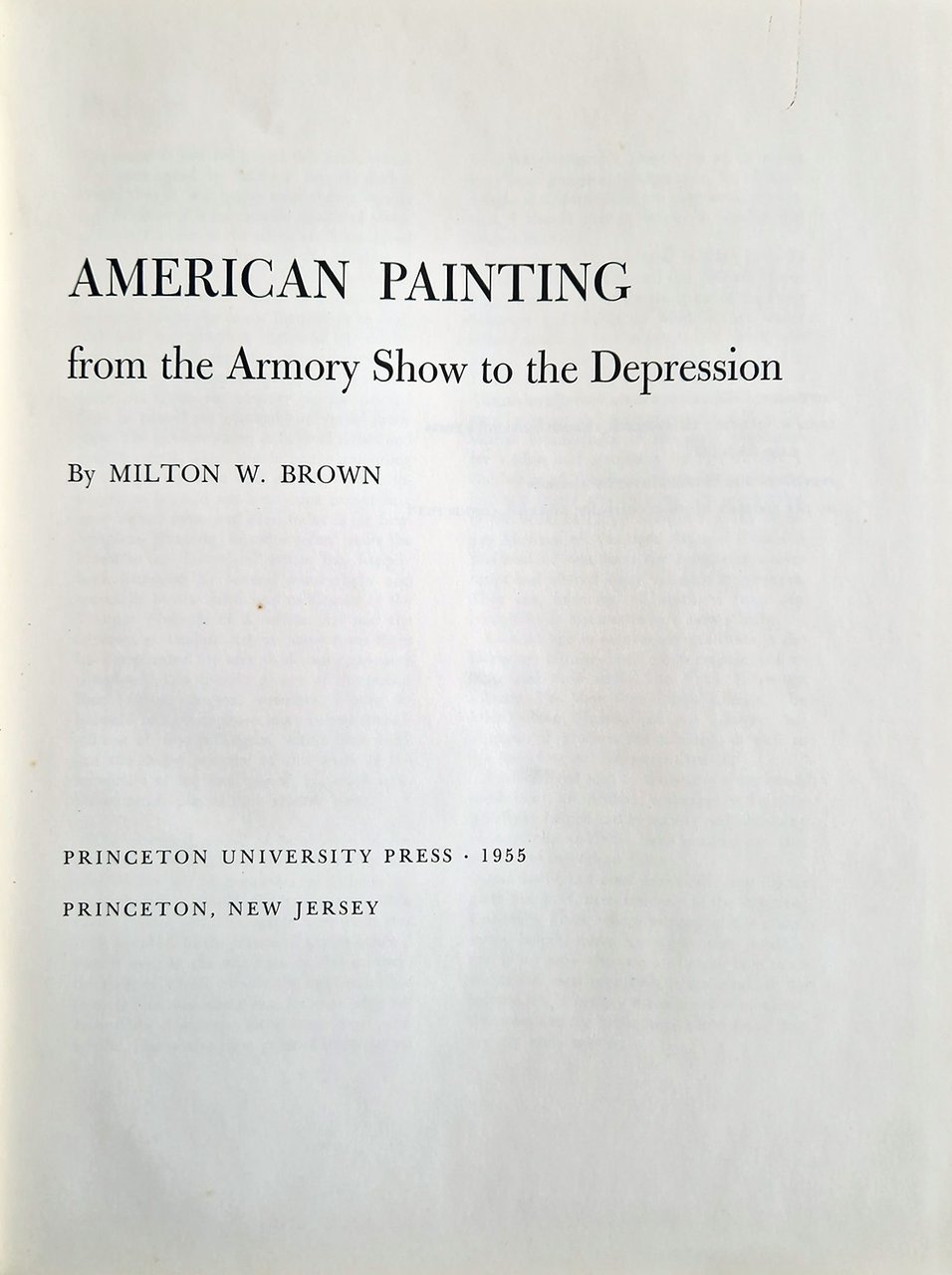 American Painting from the Armory Show to the Depression.