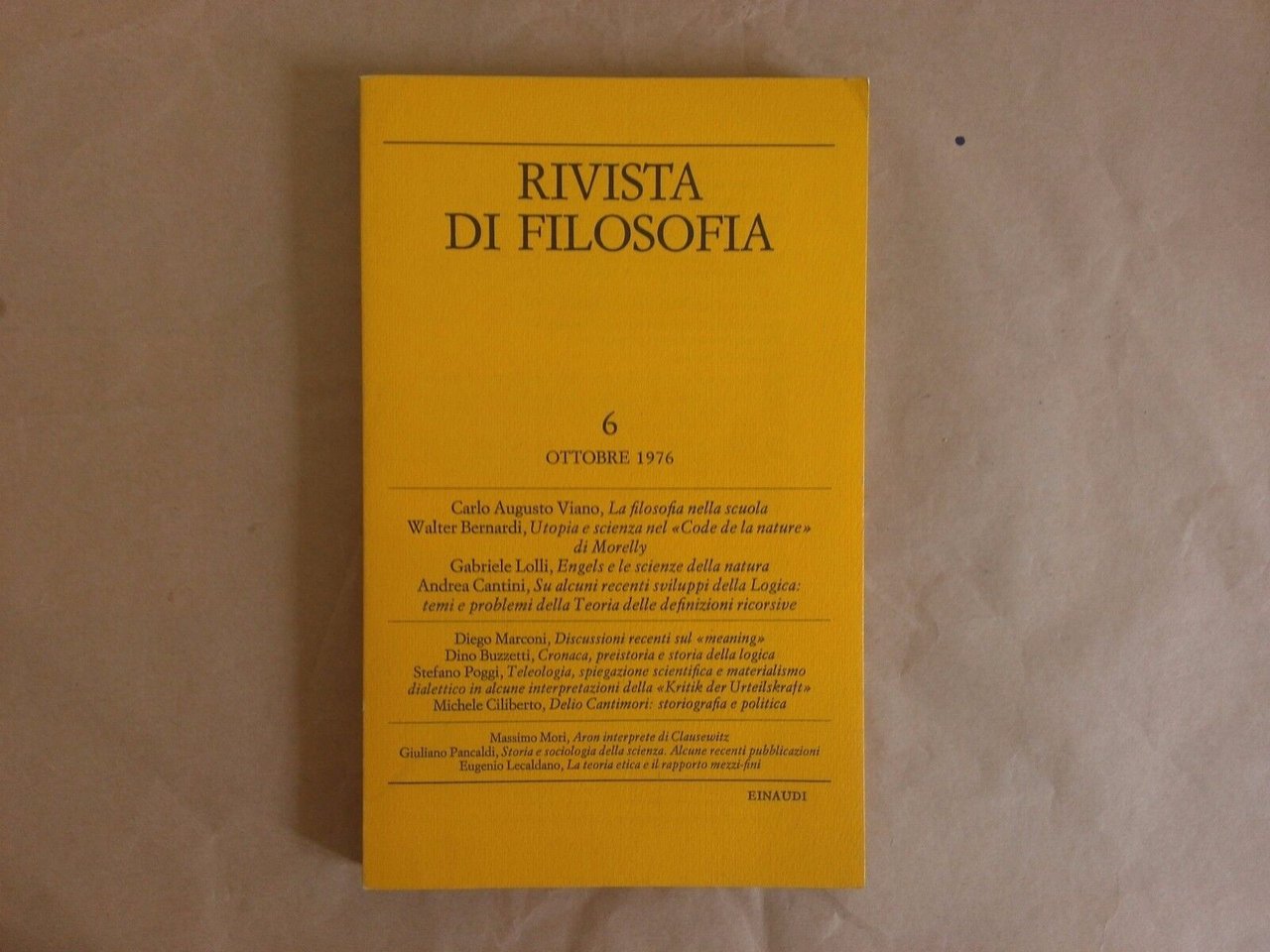 Rivista di filosofia 6 Ottobre 1976