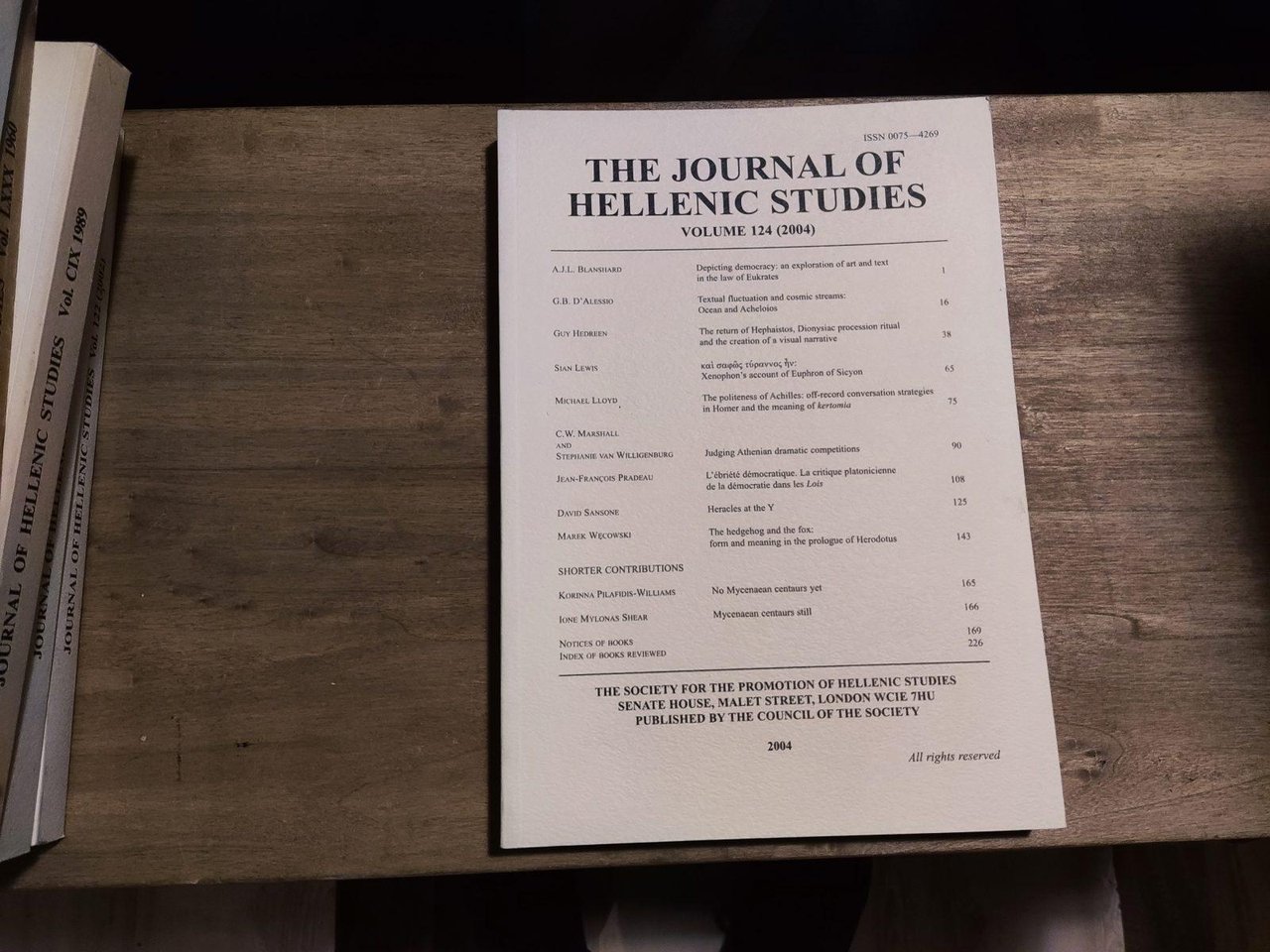 The Journal of Hellenic Studies Volume 124