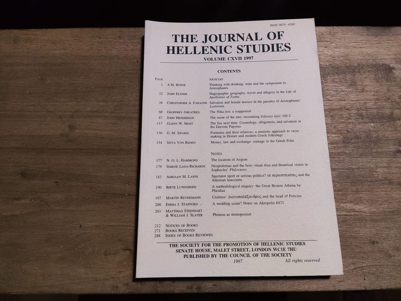 The Journal of Hellenic Studies Volume CXVII