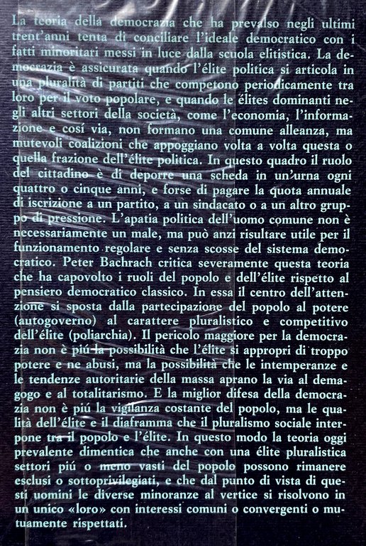 LA TEORIA DELL'ELITISMO DEMOCRATICO