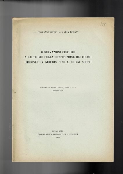 Osservazioni critiche alle teorie sulla composizione dei colori proposte fa …