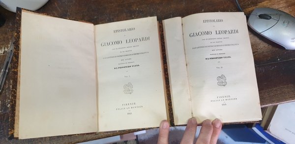 Epistolario di Giacomo Leopardi, con le iscrizionigreche triopee da lui …