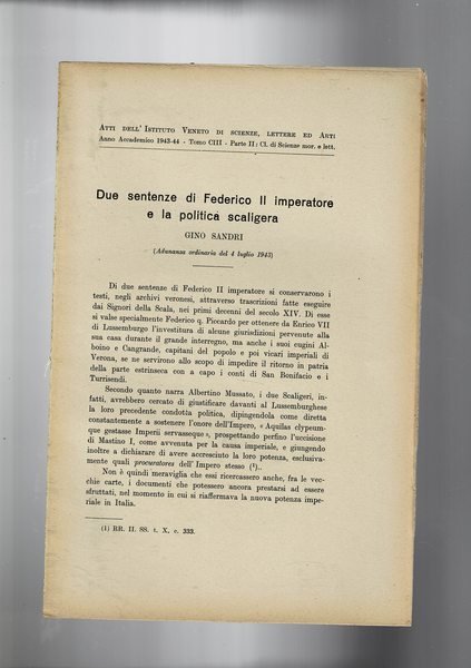 Due sentenze di Federico II imperatore e la politica scaligera. … | Immagine principale