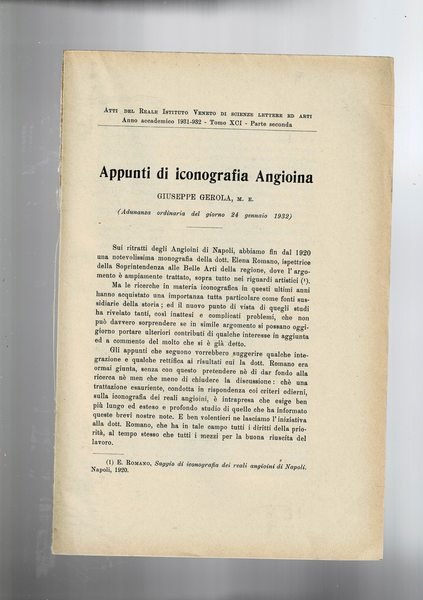 Appunti di iconografia angioina. Estratto dagli Atti del Reale Istituto …