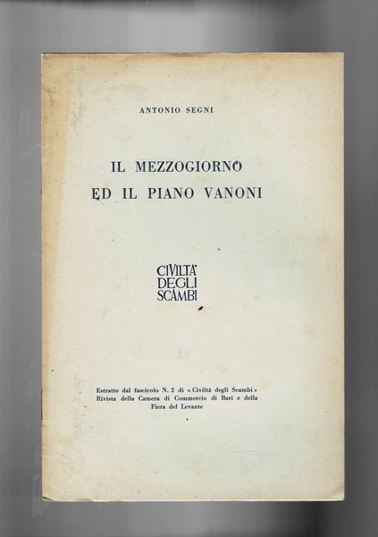 Il mezzogiorno ed il piano Vanoni. EStratto.