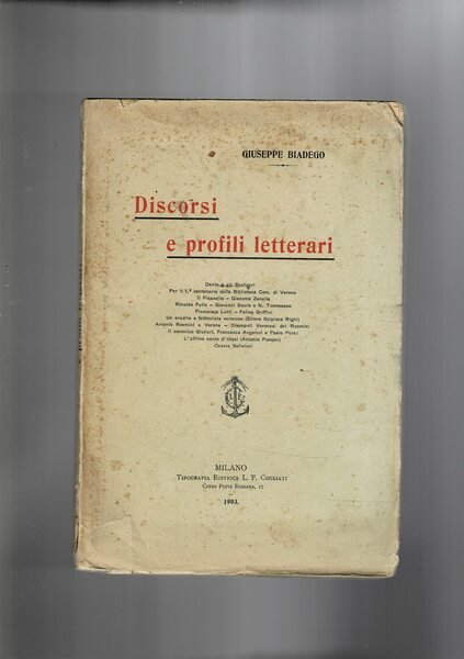 Discorsi e profili letterari. per il I° centemario della bibl. …