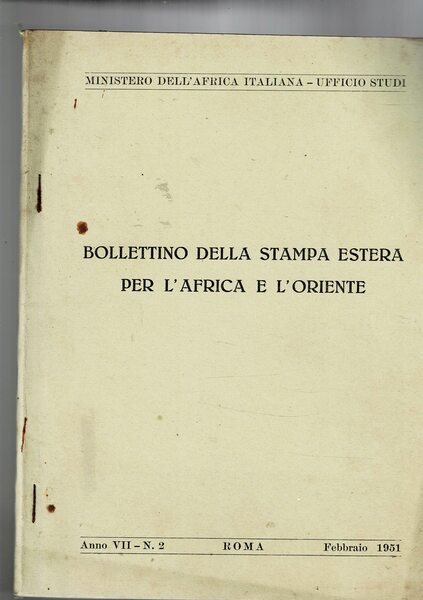 Bollettino della stampa estera per l'Africa e il Medio Oriente, …