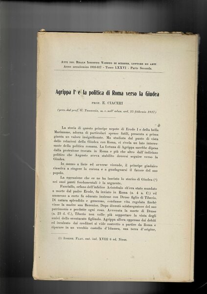 Agrippa I° e la politica di Roma verso la Giudea. …