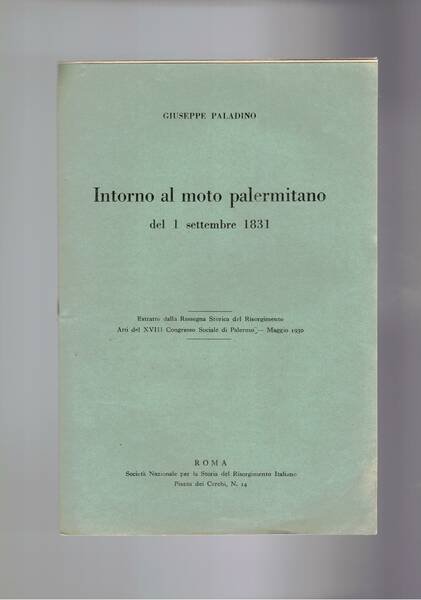 Intorno al moto palermitano del 1 sett. 1831. EStratto.