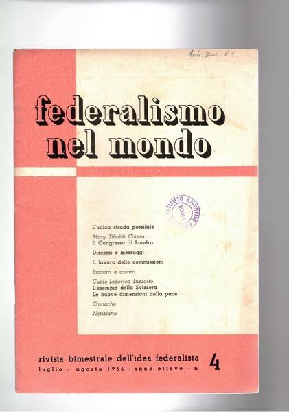 Federalismo nel mondo, rivista bimestrale dell'idea federalista. Disponiamo dei ° …